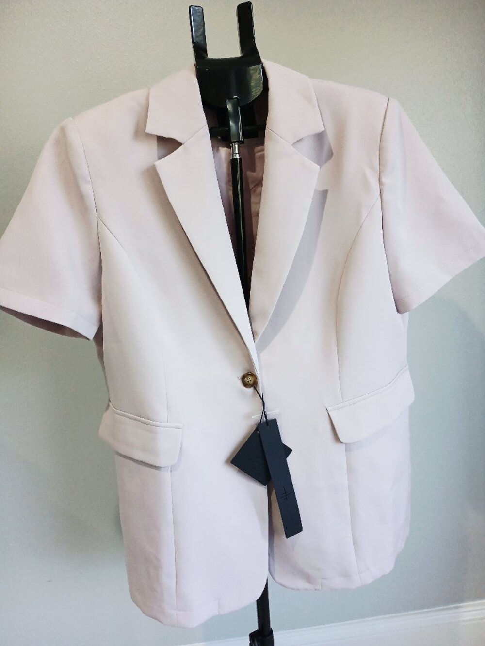 NWT Mina Self Pastel Pink Short Sleeve Blazer Jacket - Size XL